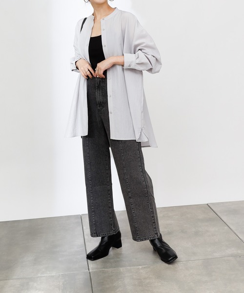 COLONY 2139（コロニートゥーワンスリーナイン）の「エステルワッシャーバンドカラー長袖シャツ（シャツ/ブラウス・レディース・グレー/モカ/オフホワイト・LARGE/MEDIUM）」の9枚目の写真