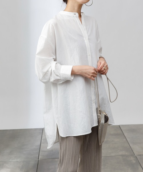 COLONY 2139（コロニートゥーワンスリーナイン）の「エステルワッシャーバンドカラー長袖シャツ（シャツ/ブラウス・レディース・グレー/モカ/オフホワイト・LARGE/MEDIUM）」の12枚目の写真