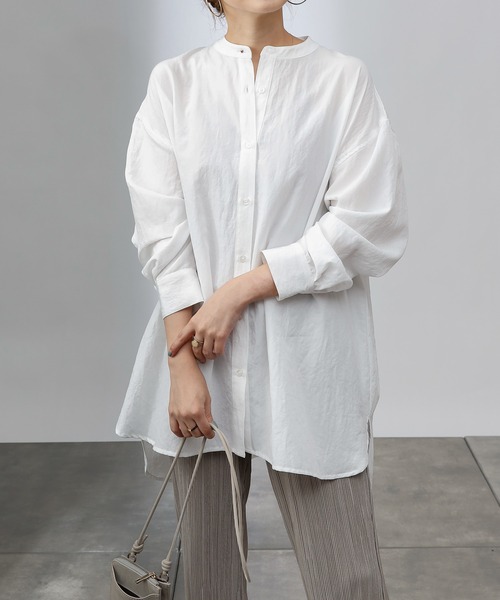 COLONY 2139（コロニートゥーワンスリーナイン）の「エステルワッシャーバンドカラー長袖シャツ（シャツ/ブラウス・レディース・グレー/モカ/オフホワイト・LARGE/MEDIUM）」の22枚目の写真