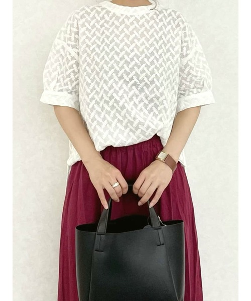 Lugnoncure（ルノンキュール）の「オーバーレースブラウス（シャツ/ブラウス・レディース・ブラック/ボルドー/オフホワイト・ﾌﾘ-）」の2枚目の写真