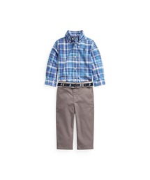 POLO RALPH LAUREN CHILDRENSWEAR（ポロ ラルフ ローレン チルドレンズウェア）の「ポプリン シャツ、ベルト & ツイル パンツ セット（ベビーギフト・キッズ）」
