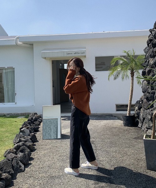 yuue' ( wear )(ユーイ)の「ハンドステッチ風 フリル配色 ロングスリーブ ニット(ニット/セーター・レディース・ベージュ/ブラウン/オフホワイト・FREE)」の9枚目の写真
