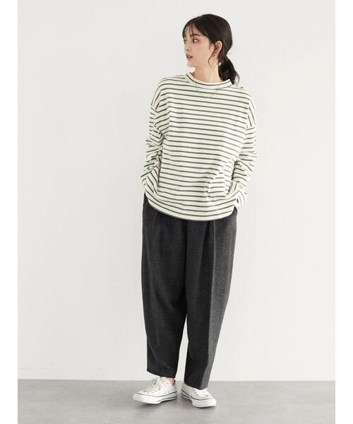 CRAFT STANDARD BOUTIQUE（クラフトスタンダードブティック）の「センタープレスコクーンパンツ　＊（スラックス・レディース・チャコールグレー/ブラウン・FREE）」の16枚目の写真