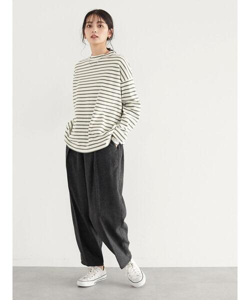 CRAFT STANDARD BOUTIQUE（クラフトスタンダードブティック）の「センタープレスコクーンパンツ　＊（スラックス・レディース・チャコールグレー/ブラウン・FREE）」の20枚目の写真