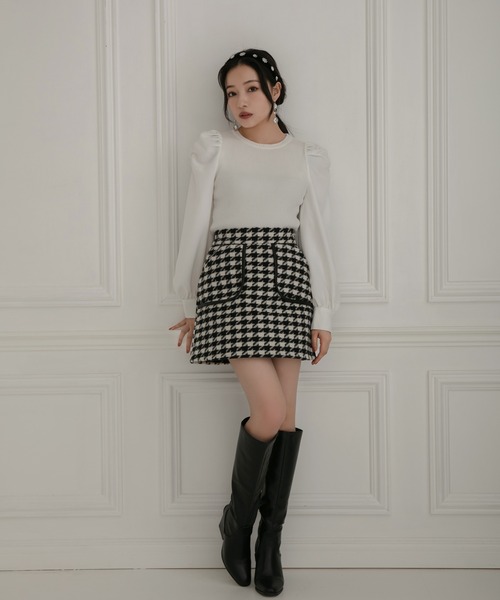 ANDGEEBEE（アンジービー）の「千鳥ミニスカート（スカート・レディース・ブラウン/ブラック・MEDIUM）」の12枚目の写真