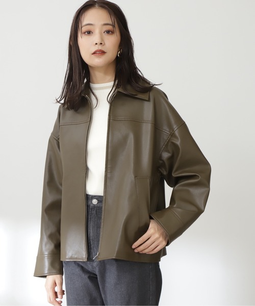 N.（N. Natural Beauty Basic）（エヌエヌナチュラルビューティーベーシック）の「フェイクレザーコーチブルゾン（ブルゾン・レディース・ブラック/ブラウン/イエロー・MEDIUM）」の12枚目の写真