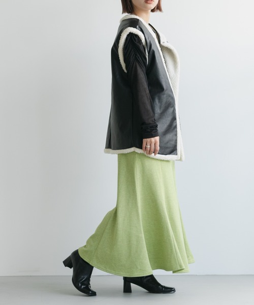 Kastane（カスタネ）の「【SETUP対応】カラーMIXスウェットスカート（スカート・レディース・モカ/サックスブルー/ライトグレー/グリーン・FREE）」の16枚目の写真