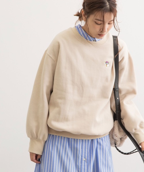 POU DOU DOU（プードゥドゥ）の「裏起毛裏毛ワイドトレーナー（Tシャツ/カットソー・レディース・ネイビー/アイボリー/ブルー/ピンク・3）」の2枚目の写真