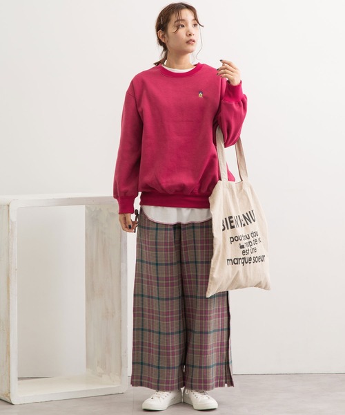 POU DOU DOU（プードゥドゥ）の「裏起毛裏毛ワイドトレーナー（Tシャツ/カットソー・レディース・ネイビー/アイボリー/ブルー/ピンク・3）」の13枚目の写真