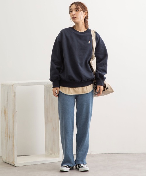 POU DOU DOU（プードゥドゥ）の「裏起毛裏毛ワイドトレーナー（Tシャツ/カットソー・レディース・ネイビー/アイボリー/ブルー/ピンク・3）」の9枚目の写真