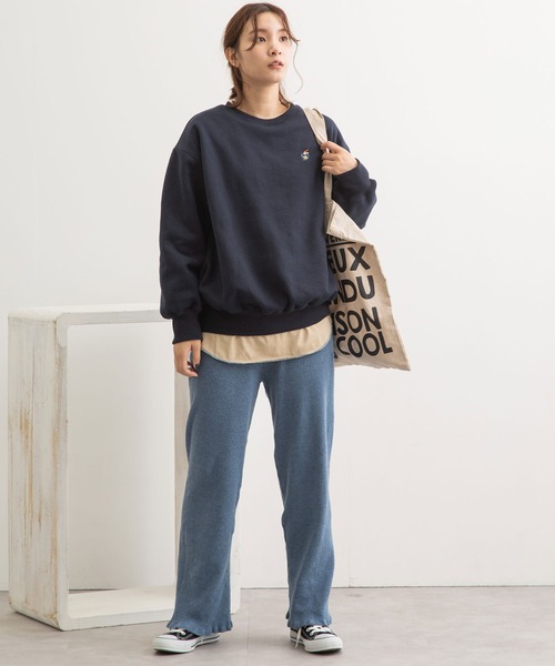 POU DOU DOU（プードゥドゥ）の「裏起毛裏毛ワイドトレーナー（Tシャツ/カットソー・レディース・ネイビー/アイボリー/ブルー/ピンク・3）」の18枚目の写真