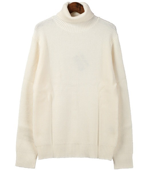 LUXSTYLE(ラグスタイル)の「7G片畦タートルネックニット(ニット/セーター・メンズ・ホワイト/ブラック・L/M/XL)」の7枚目の写真