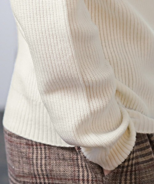 LUXSTYLE(ラグスタイル)の「7G片畦タートルネックニット(ニット/セーター・メンズ・ホワイト/ブラック・L/M/XL)」の10枚目の写真