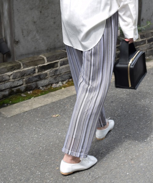 Marient（マリエント）の「メッシュストライプPT/リラックスパンツ（その他パンツ・レディース・グレー/ネイビー・FREE）」の7枚目の写真