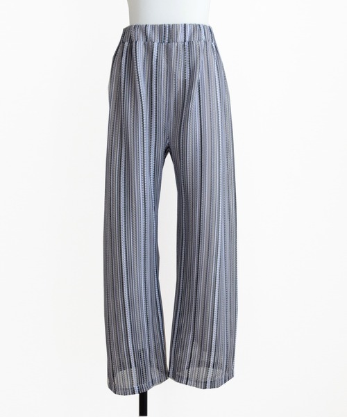 Marient（マリエント）の「メッシュストライプPT/リラックスパンツ（その他パンツ・レディース・グレー/ネイビー・FREE）」の8枚目の写真