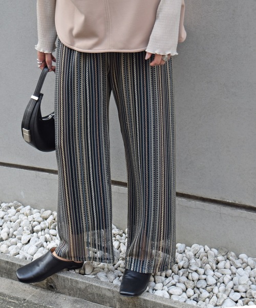 Marient（マリエント）の「メッシュストライプPT/リラックスパンツ（その他パンツ・レディース・グレー/ネイビー・FREE）」の12枚目の写真