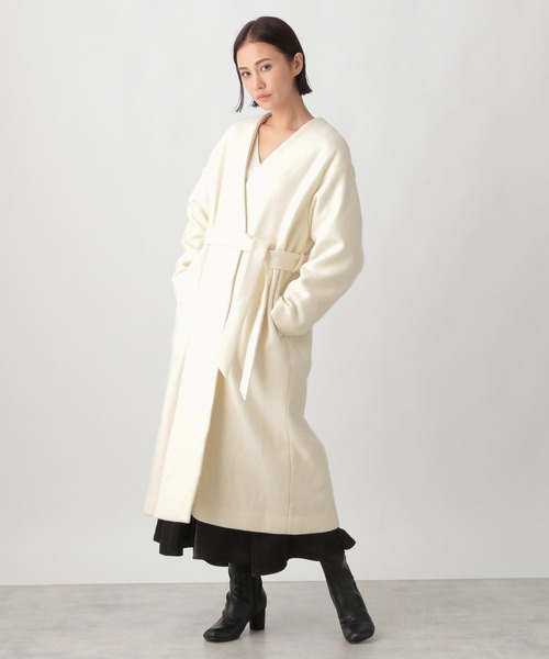Ezick（エジック）の「【WEB限定カラーあり】ベルト付きノーカラーコート（ノーカラーコート・レディース・ホワイト/ブラック/ピンク/その他1/グレー・MEDIUM/SMALL）」の16枚目の写真