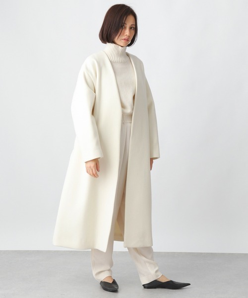 Theory グレー ノーカラーコート（取り外し可能なベルトつき） Theory グレー ノーカラーコート（取り外し可能なベルトつき）