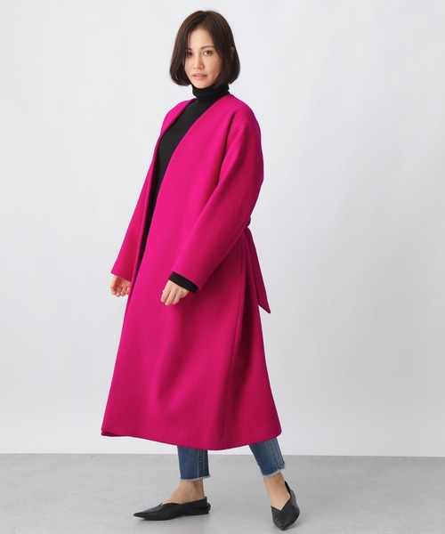 Ezick（エジック）の「【WEB限定カラーあり】ベルト付きノーカラーコート（ノーカラーコート・レディース・ホワイト/ブラック/ピンク/その他1/グレー・MEDIUM/SMALL）」の18枚目の写真