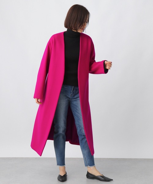 Ezick（エジック）の「【WEB限定カラーあり】ベルト付きノーカラーコート（ノーカラーコート・レディース・ホワイト/ブラック/ピンク/その他1/グレー・MEDIUM/SMALL）」の13枚目の写真