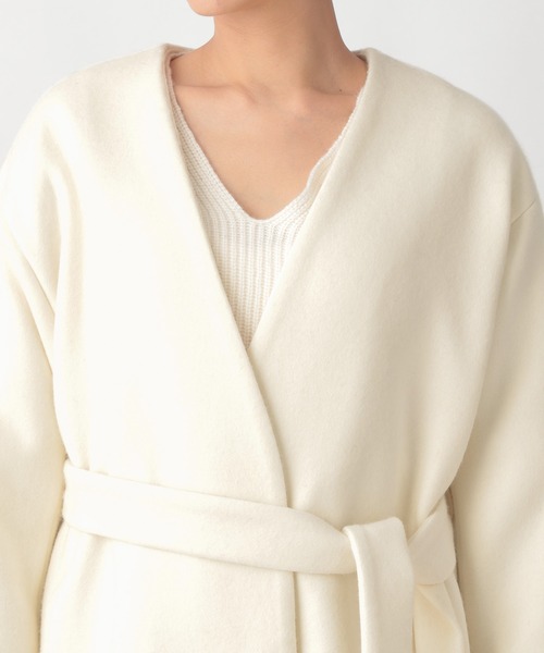 Ezick（エジック）の「【WEB限定カラーあり】ベルト付きノーカラーコート（ノーカラーコート・レディース・ホワイト/ブラック/ピンク/その他1/グレー・MEDIUM/SMALL）」の19枚目の写真