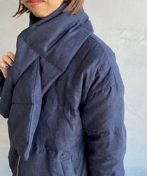 JF Ready Made（ジェイエフレディメイド）の「[Jf Ready Made/ジェイエフレディメイド] マフラー付き マイクロコーデュロイダウンジャケット（ダウンジャケット/コート・レディース・ネイビー/オフホワイト・F）」の21枚目の写真