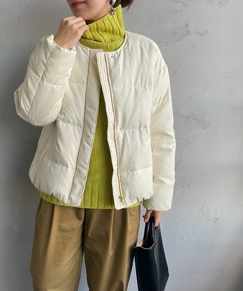 JF Ready Made（ジェイエフレディメイド）の「[Jf Ready Made/ジェイエフレディメイド] マフラー付き マイクロコーデュロイダウンジャケット（ダウンジャケット/コート・レディース・ネイビー/オフホワイト・F）」の11枚目の写真