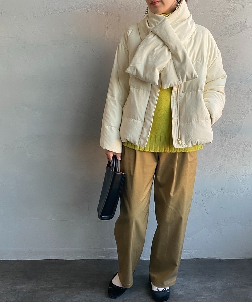 JF Ready Made（ジェイエフレディメイド）の「[Jf Ready Made/ジェイエフレディメイド] マフラー付き マイクロコーデュロイダウンジャケット（ダウンジャケット/コート・レディース・ネイビー/オフホワイト・F）」の5枚目の写真