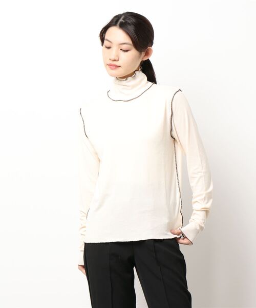 archives(アルシーヴ)の「ハイネックカットTOPS(Tシャツ/カットソー・レディース・アイボリー/イエロー/ブラック/パープル/グリーン・MEDIUM)」の3枚目の写真
