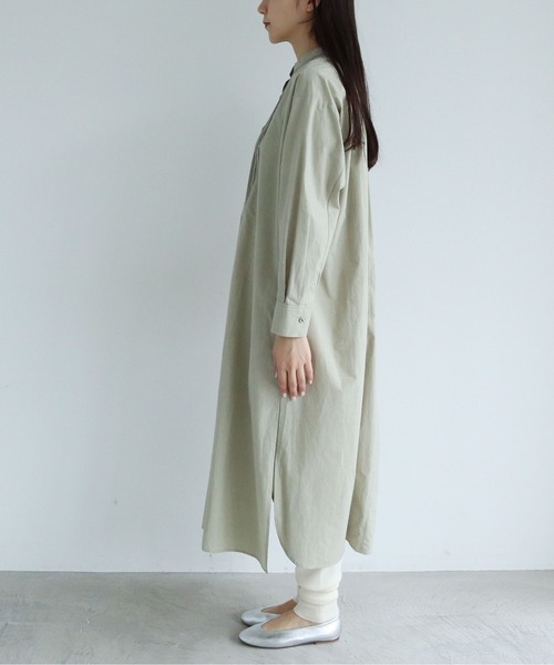 yuni（ユニ　）の「インドピンタック　Iラインシャツワンピース（シャツワンピース・レディース・モスグリーン/ホワイト/サックスブルー・FREE）」の16枚目の写真