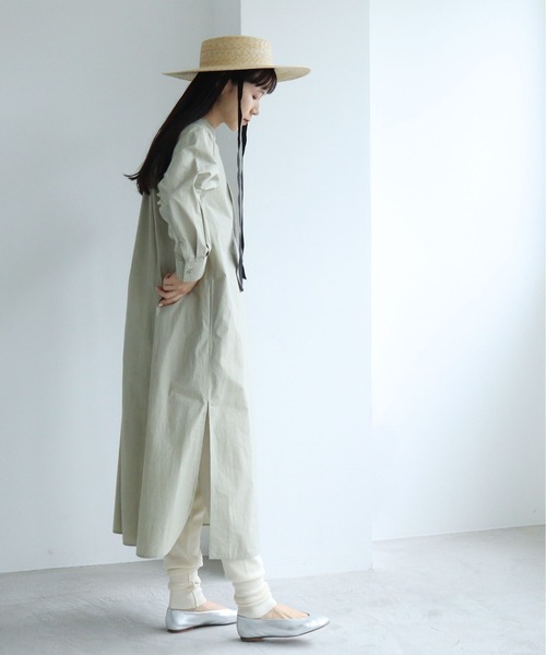 yuni（ユニ　）の「インドピンタック　Iラインシャツワンピース（シャツワンピース・レディース・モスグリーン/ホワイト/サックスブルー・FREE）」の10枚目の写真