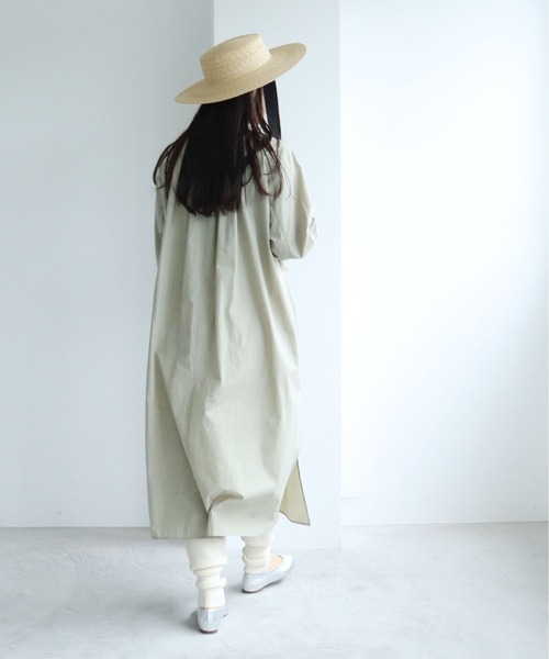 yuni（ユニ　）の「インドピンタック　Iラインシャツワンピース（シャツワンピース・レディース・モスグリーン/ホワイト/サックスブルー・FREE）」の12枚目の写真