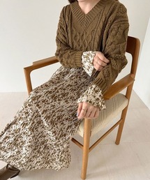 Bab（バブ）の「バックリボンニット&パターンワンピースSET（ワンピース）」