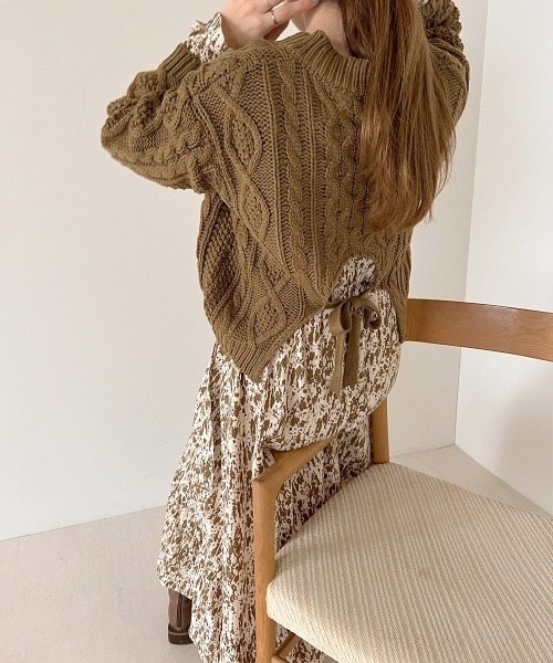 Bab（バブ）の「バックリボンニット&パターンワンピースSET（ワンピース・レディース・ブラック/ブラウン・M）」の15枚目の写真