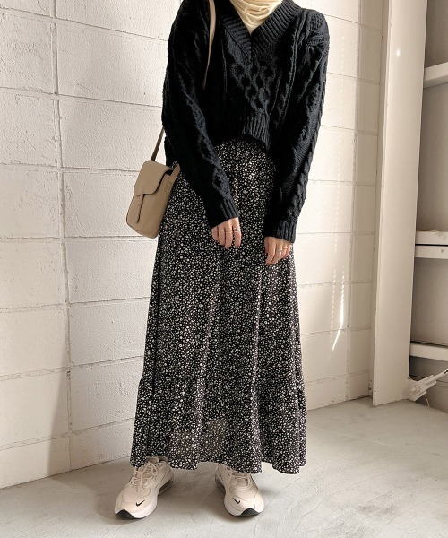 Bab（バブ）の「バックリボンニット&パターンワンピースSET（ワンピース・レディース・ブラック/ブラウン・M）」の12枚目の写真