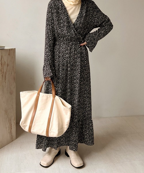 Bab（バブ）の「バックリボンニット&パターンワンピースSET（ワンピース・レディース・ブラック/ブラウン・M）」の13枚目の写真