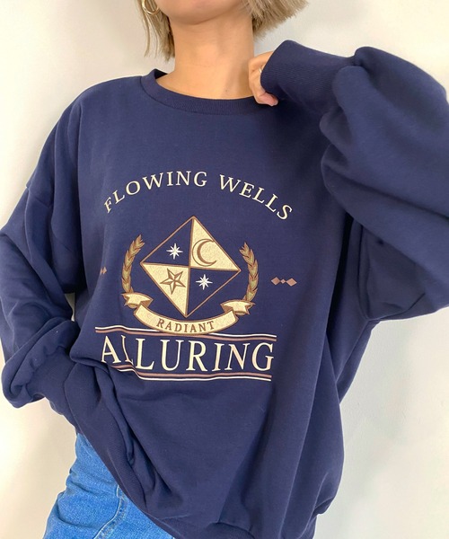 MLI'A（エムリア）の「古着風クロップドロゴスウェット（スウェット・レディース・ネイビー/ネイビー系1/ベージュ系3/ライトグリーン系/ライトグリーン/オートミール・M）」の6枚目の写真