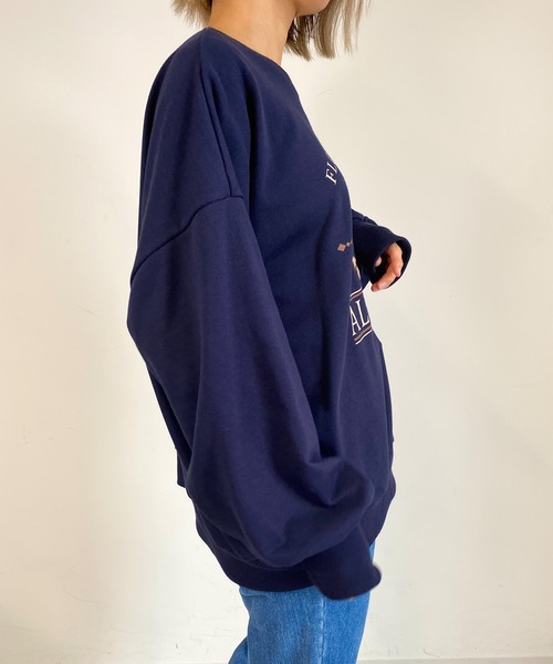 MLI'A（エムリア）の「古着風クロップドロゴスウェット（スウェット・レディース・ネイビー/ネイビー系1/ベージュ系3/ライトグリーン系/ライトグリーン/オートミール・M）」の8枚目の写真