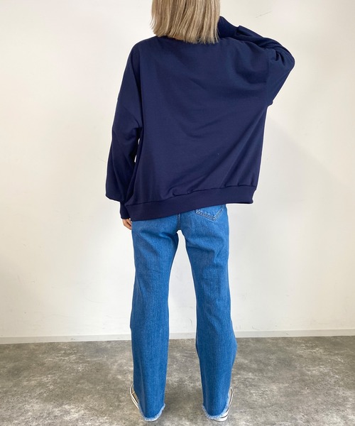 MLI'A（エムリア）の「古着風クロップドロゴスウェット（スウェット・レディース・ネイビー/ネイビー系1/ベージュ系3/ライトグリーン系/ライトグリーン/オートミール・M）」の22枚目の写真