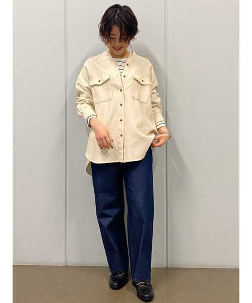 human woman（ヒューマンウーマン）の「◆ソフトオーバーシャツ（シャツ/ブラウス・レディース・グレー/ホワイト系その他・MEDIUM）」の15枚目の写真
