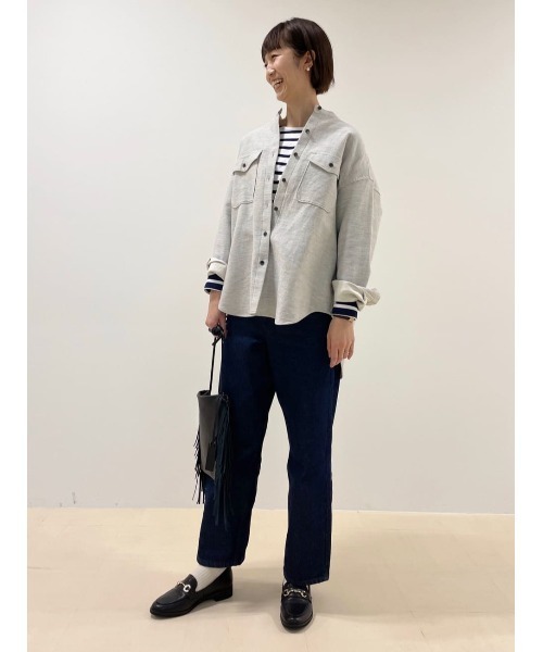 human woman（ヒューマンウーマン）の「◆ソフトオーバーシャツ（シャツ/ブラウス・レディース・グレー/ホワイト系その他・MEDIUM）」の7枚目の写真