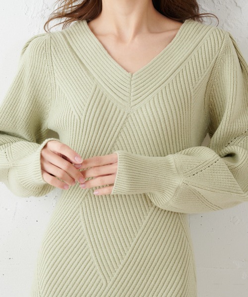 MIIA（ミーア）の「柄編みタイトミニワンピース（ワンピース・レディース・ブラウン/オフホワイト/グリーン・FREE）」の14枚目の写真