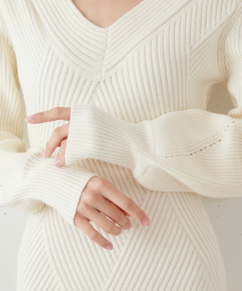 MIIA（ミーア）の「柄編みタイトミニワンピース（ワンピース・レディース・ブラウン/オフホワイト/グリーン・FREE）」の16枚目の写真