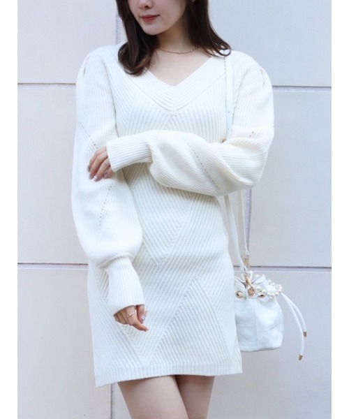 MIIA（ミーア）の「柄編みタイトミニワンピース（ワンピース・レディース・ブラウン/オフホワイト/グリーン・FREE）」の15枚目の写真