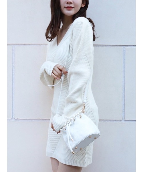 MIIA（ミーア）の「柄編みタイトミニワンピース（ワンピース・レディース・ブラウン/オフホワイト/グリーン・FREE）」の19枚目の写真