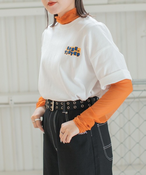 PBLIM（ページボーイリム）の「PAGEBOYLIM/シアーハイネック（シャツ/ブラウス・レディース・ブラック/グリーン系その他/オレンジ/ブルー・FREE）」の4枚目の写真