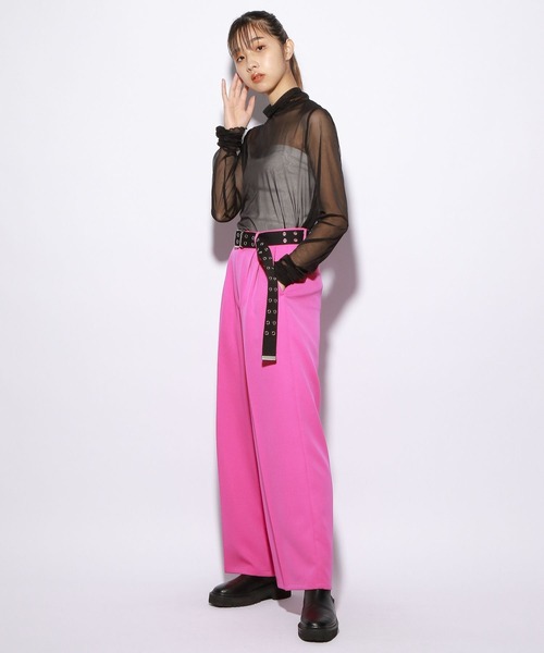 PBLIM（ページボーイリム）の「PAGEBOYLIM/シアーハイネック（シャツ/ブラウス・レディース・ブラック/グリーン系その他/オレンジ/ブルー・FREE）」の10枚目の写真