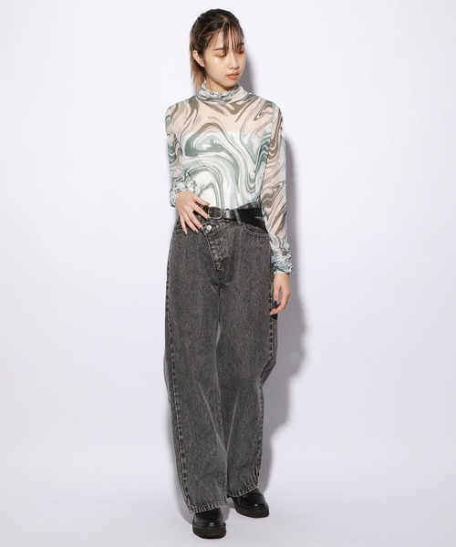 PBLIM（ページボーイリム）の「PAGEBOYLIM/シアーハイネック（シャツ/ブラウス・レディース・ブラック/グリーン系その他/オレンジ/ブルー・FREE）」の12枚目の写真