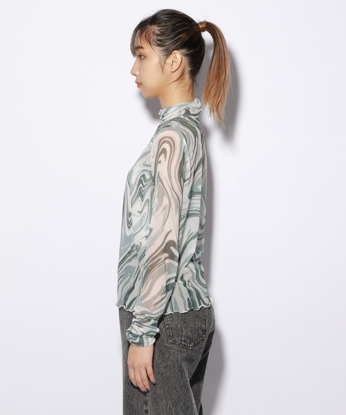 PBLIM（ページボーイリム）の「PAGEBOYLIM/シアーハイネック（シャツ/ブラウス・レディース・ブラック/グリーン系その他/オレンジ/ブルー・FREE）」の22枚目の写真