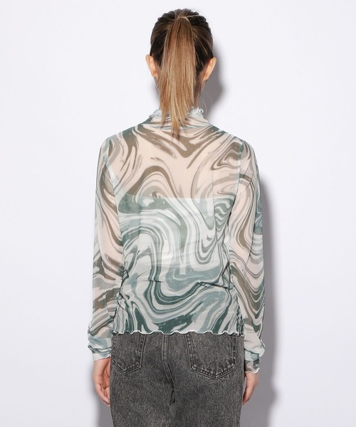 PBLIM（ページボーイリム）の「PAGEBOYLIM/シアーハイネック（シャツ/ブラウス・レディース・ブラック/グリーン系その他/オレンジ/ブルー・FREE）」の11枚目の写真